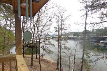 Lake View Two Bedroom, Two Bath Log Sided Cottage With Private Hot Tub Overlooking Lake Ouachita. By