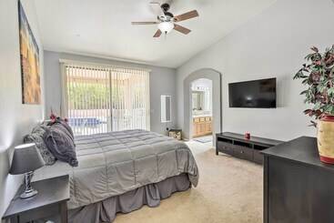 Bright Bullhead City Abode Fire Pit & Patio!