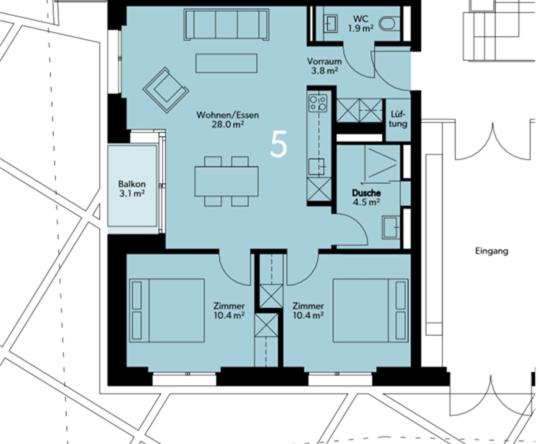 Modern, Gemütlich & Zentral   3.5 Zimmerwohnung