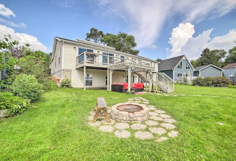 Waterfront Michigan Center Home W/ Boat Dock!