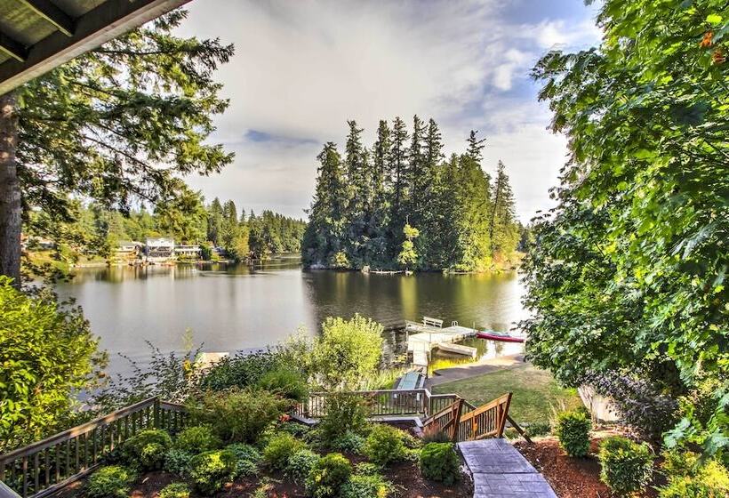 Lakefront Olympia Home W/ Private Dock + Views!
