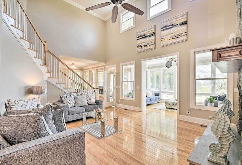 Waterfront Sunset Beach Escape W/ Dock & Golf View