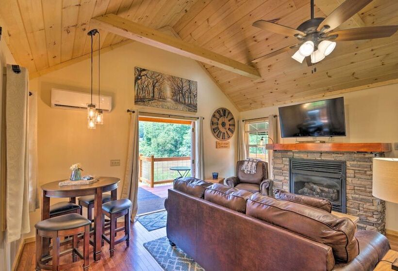 Cozy Riverfront Cabin W/ Private Deck & Hot Tub!