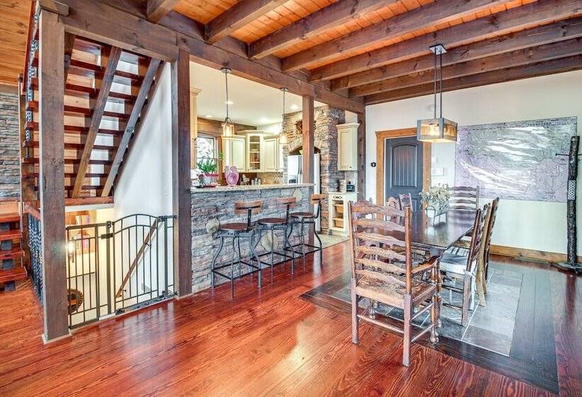 North Georgia Log Home W/ Long Range Views