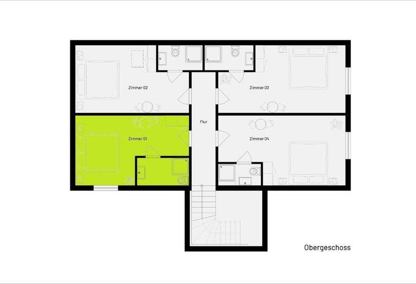 ペンション Zimmer 1   Gästehaus Reibold