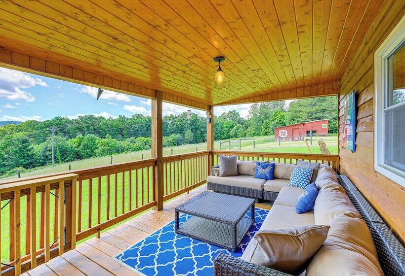 Deck & Scenic View: Historic Cabin In Piney Creek!