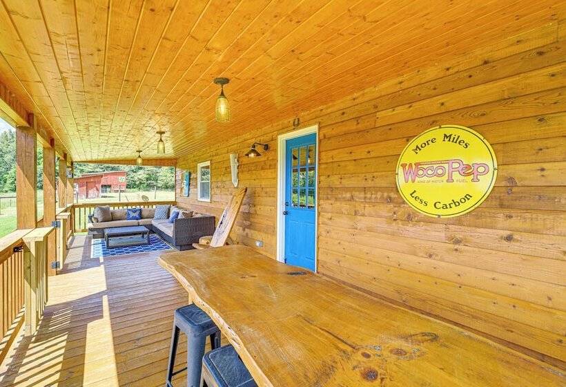 Deck & Scenic View: Historic Cabin In Piney Creek!