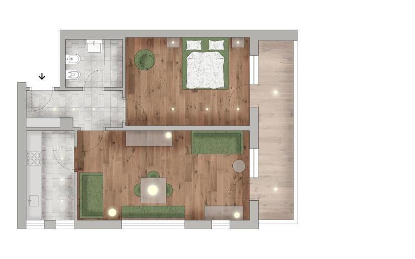 آپارتمان 1 خوابه با بالکن, Residence Villa Al Sole