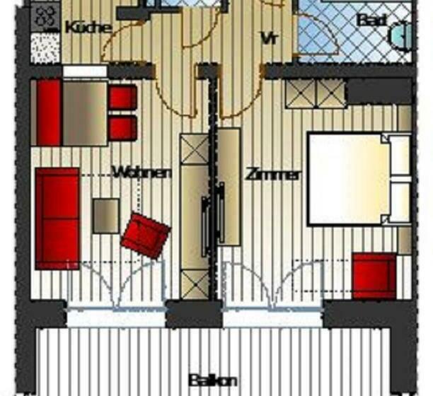 آپارتمان 1 خوابه با بالکن, Aparthotel Rubinius