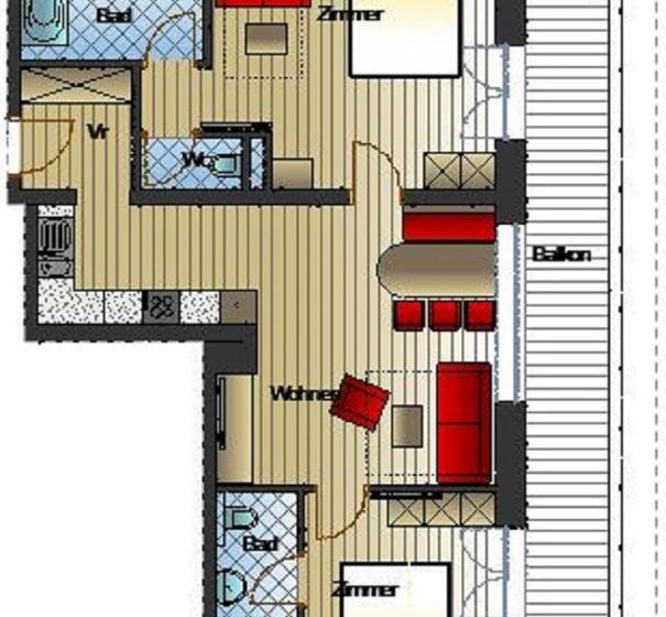 آپارتمان 2 خوابه با بالکن, Aparthotel Rubinius