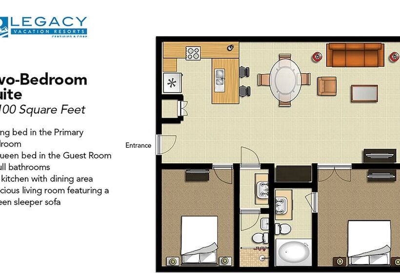 سوئیت 2 خوابه, Legacy Vacation Resorts Kissimmee & Orlando   Near Disney