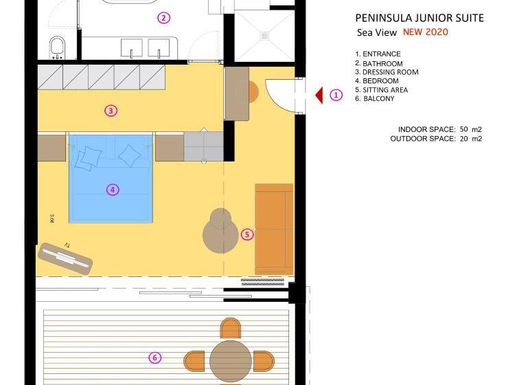سوییت جونیور با چشم‌انداز دریا, Elounda Peninsula Luxury Resort, Six Senses Spa