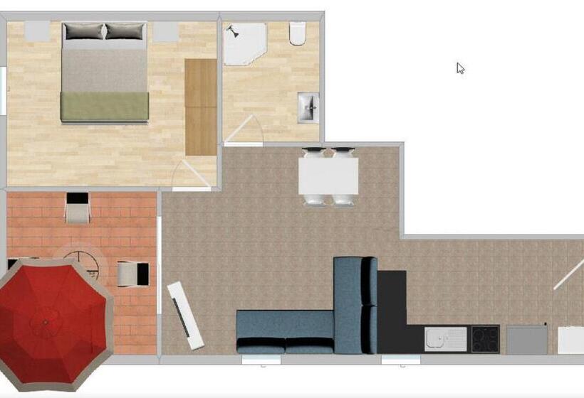 آپارتمان 1 خوابه با بالکن و چشم‌انداز دریا, Villa Elly