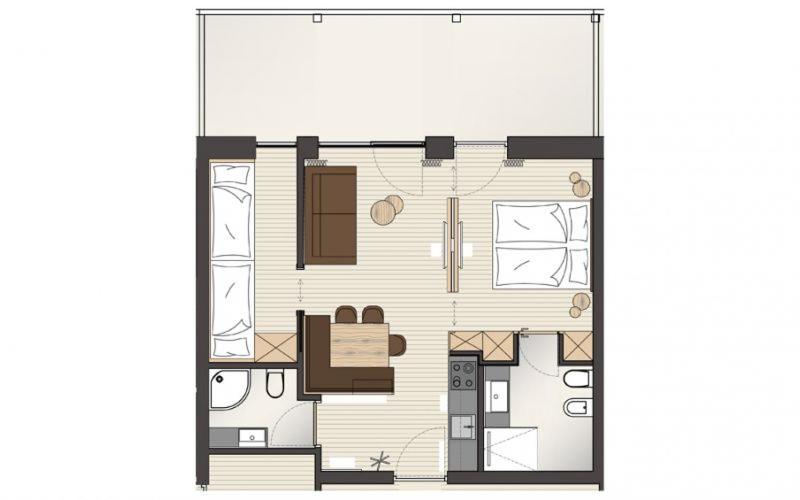 آپارتمان 1 خوابه با چشم‌انداز, Apparthotel Gartenresidence Nalserhof