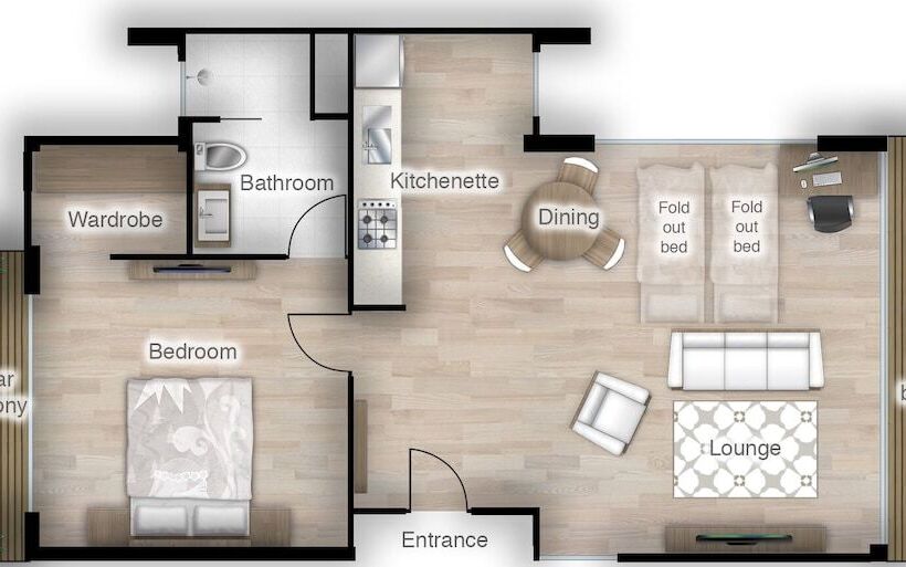 آپارتمان 1 خوابه با بالکن, Studio 365 Serviced Apartments