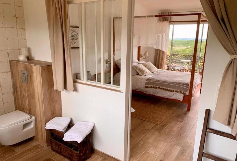 اتاق لوکس با بالکن, Maison D Hôtes De Charme Le Clos De La Fontaine Piscine & Spa
