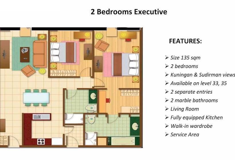 Apartamento Ejecutivo 2 Dormitorios, The Mayflower, Jakarta Marriott Executive Apartments