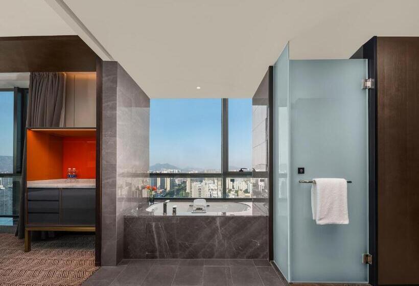 اتاق دلوکس با تخت کینگ و چشم‌انداز شهر, Grand New Century Hotel Wenzhou