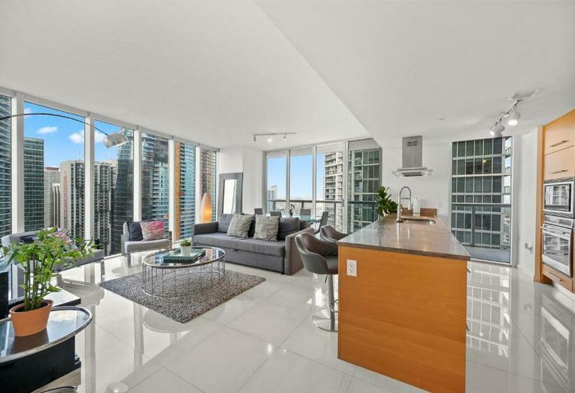 آپارتمان 1 خوابه با چشم‌انداز استخر, W Icon Brickell  Luxury 2br Highrise Corner Condo