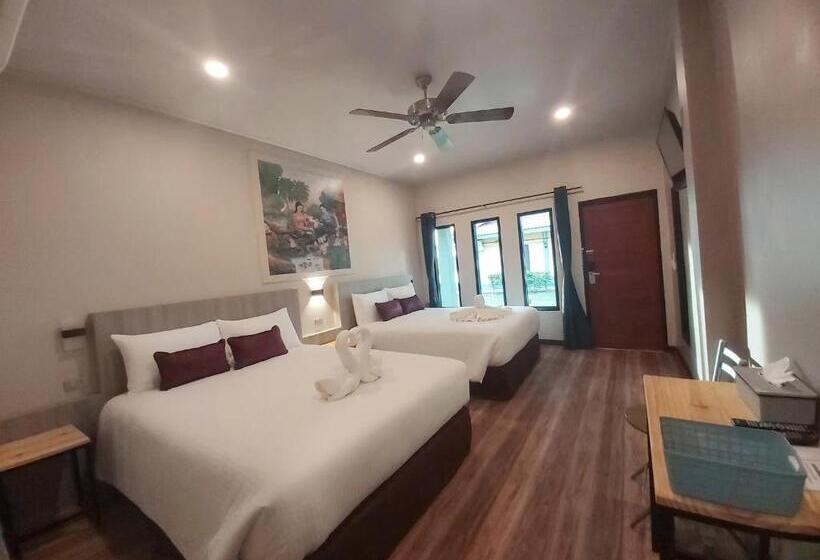 اتاق استاندارد چهارنفره با چشم‌انداز باغ, Khong Chiam Orchid Riverside Resort