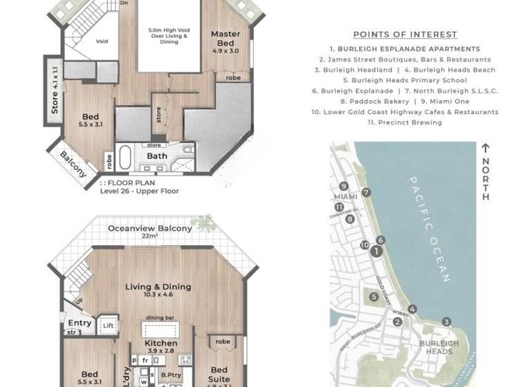 1 Bedroom Penthouse Apartment, Burleigh Esplanade Apartments