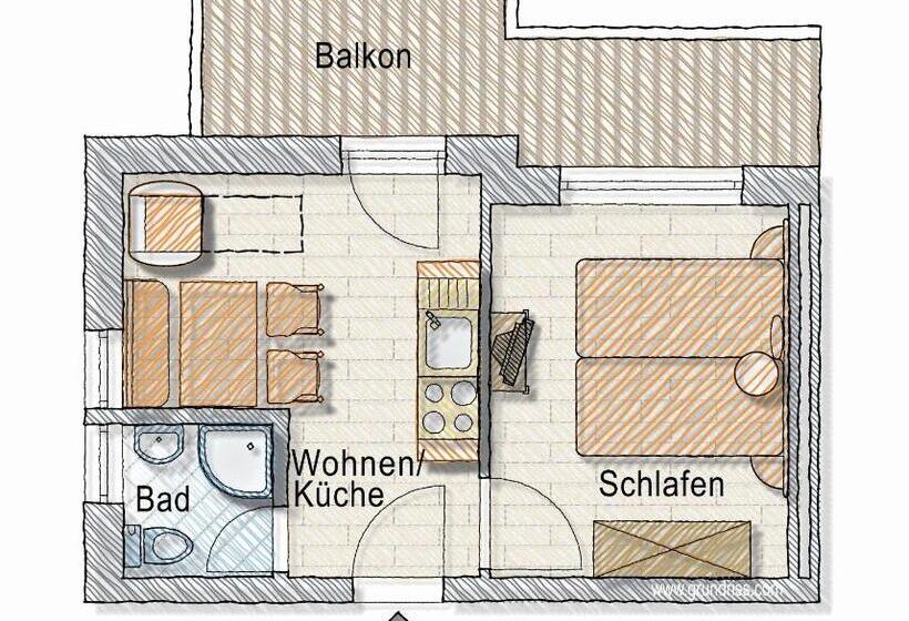 آپارتمان 1 خوابه با چشم‌انداز باغ, Posers Bergwelt B&b