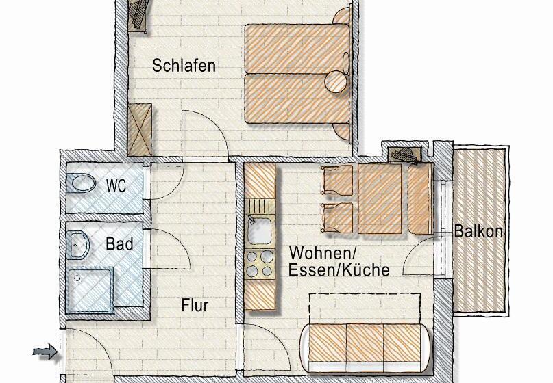 آپارتمان 1 خوابه با بالکن, Posers Bergwelt B&b