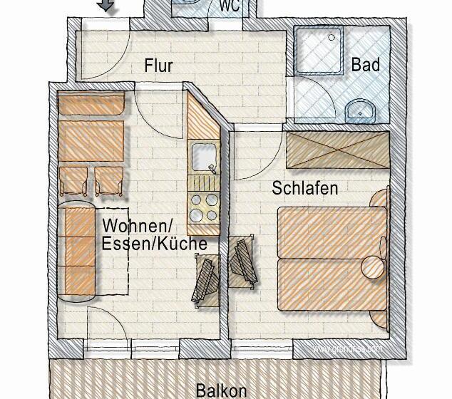 آپارتمان 1 خوابه با بالکن, Posers Bergwelt B&b