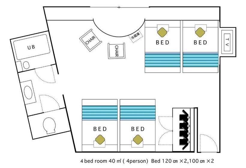 4 Bett Standardzimmer, Areaone Sakaiminato Marina