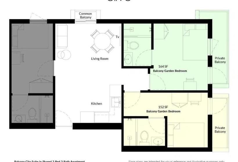 تختخواب در اتاق مشترک, Olive Apartments