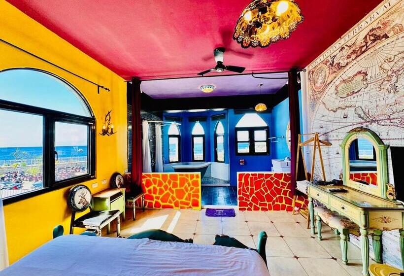 اتاق لوکس با چشم‌انداز دریا, 綠島寧靜海潛水 城堡館 Twinkleocean Diving Hostel