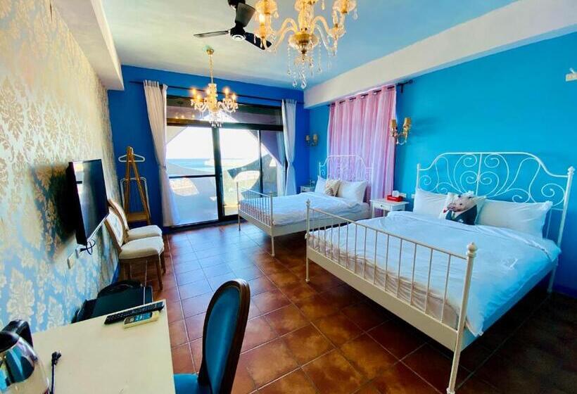 اتاق استاندارد چهار تخته با چشم‌انداز دریا, 綠島寧靜海潛水 城堡館 Twinkleocean Diving Hostel