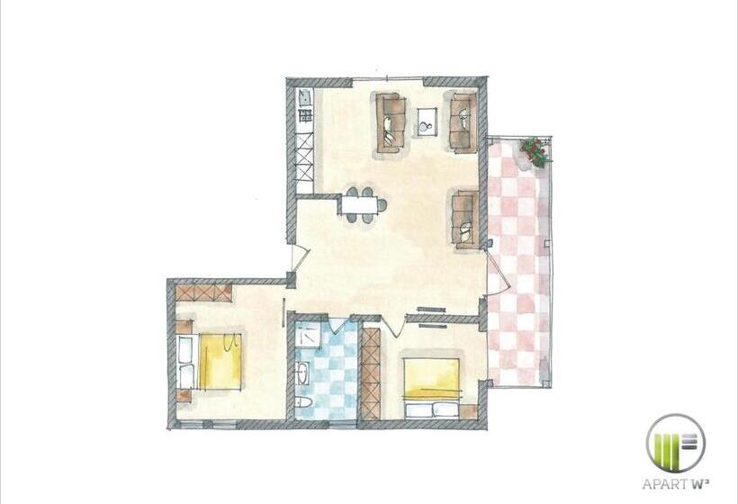 آپارتمان 2 خوابه, City Hotel Apartw3   Kostenlos Parken