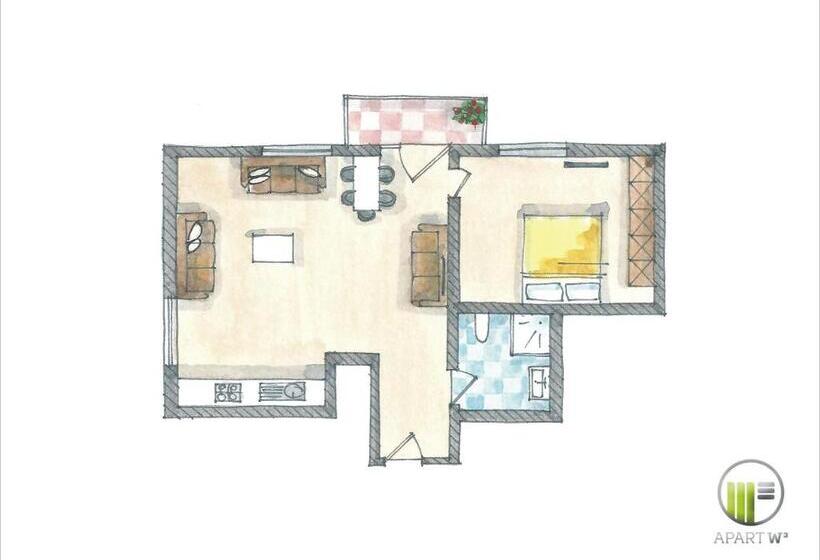 آپارتمان 1 خوابه با بالکن, City Hotel Apartw3   Kostenlos Parken
