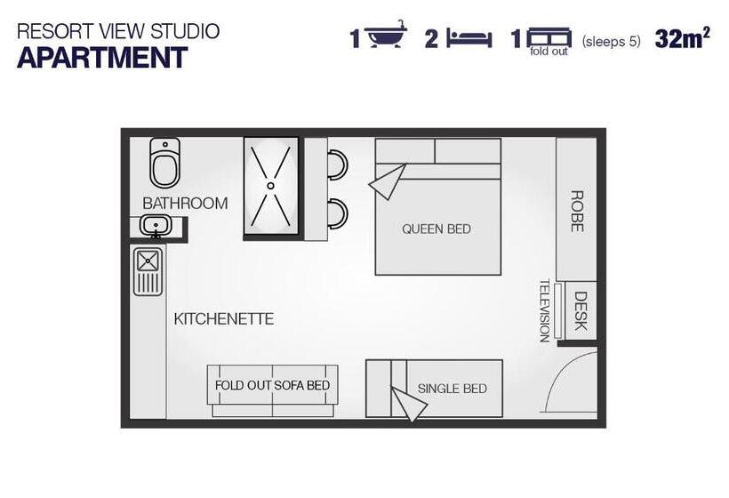 استودیو استاندارد با چشم‌انداز باغ, Vanuatu Beachfront Apartments