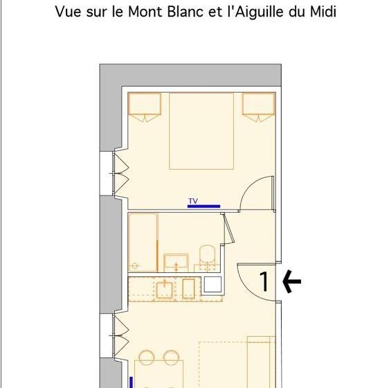 آپارتمان 1 خوابه, Appart  Aiguille Verte & Spa