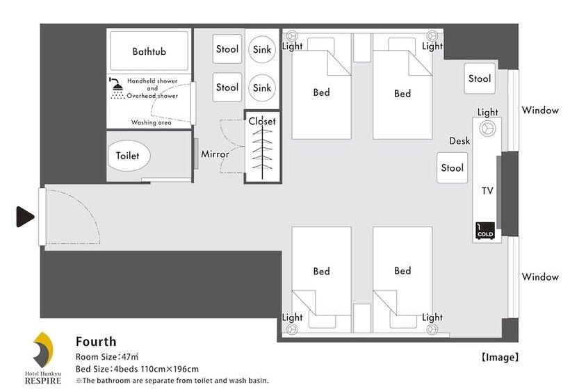 Standard Quadruple Room, Hankyu Respire Osaka