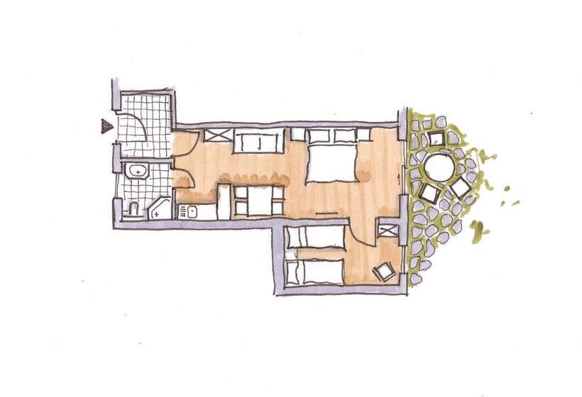آپارتمان 1 خوابه با تراس, Romantik Pension Lehrberg