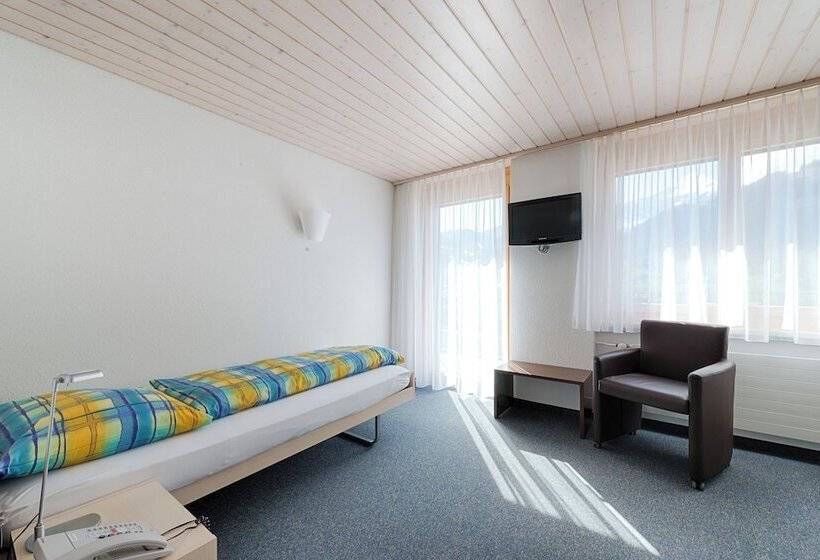 اتاق استاندارد یک تخته با بالکن, Ferien  Und Familienhotel Alpina Adelboden