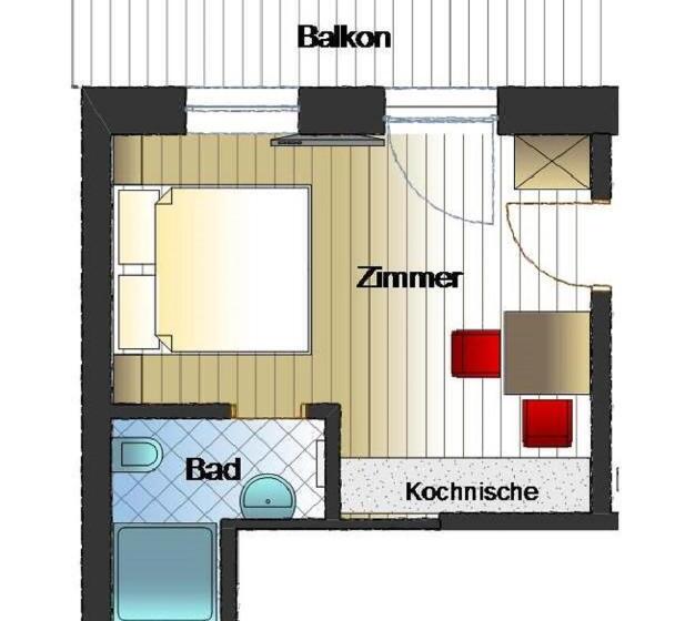 آپارتمان 1 خوابه با بالکن, Aparthotel Rubinius