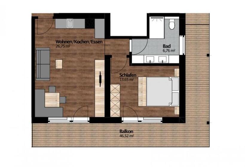 Апартаменты 1 Спальня с Балконом, Rustika   Appartements & Spa