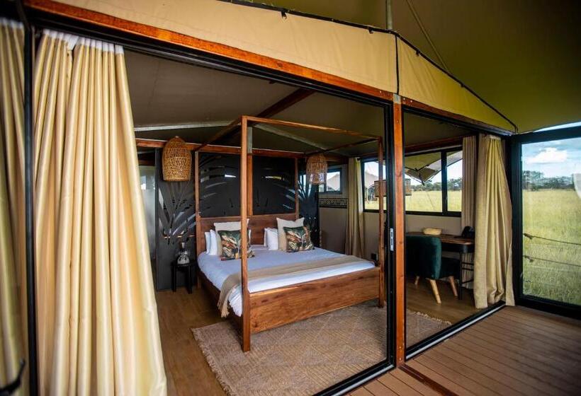 اتاق لوکس با بالکن, Escarpment Serengeti Luxury Camp