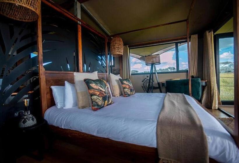 اتاق لوکس با بالکن, Escarpment Serengeti Luxury Camp