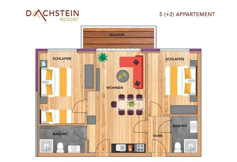 침실 2개 아파트, Apart  Und Wellnesshotel Dachsteinresort