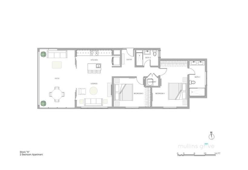 آپارتمان 1 خوابه با چشم‌انداز باغ, Mullins Grove Luxury Apartments
