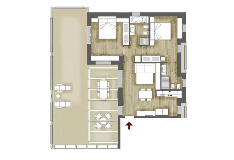 带1个卧室的顶楼公寓, Residence Armony