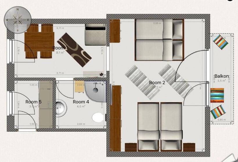 Апартаменты 1 Спальня с Балконом, Haus Alpenblick Mölltal