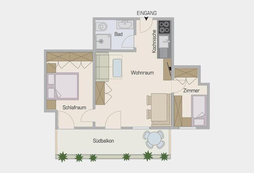 Апартаменты 2 Спальни, Residence Hirzer