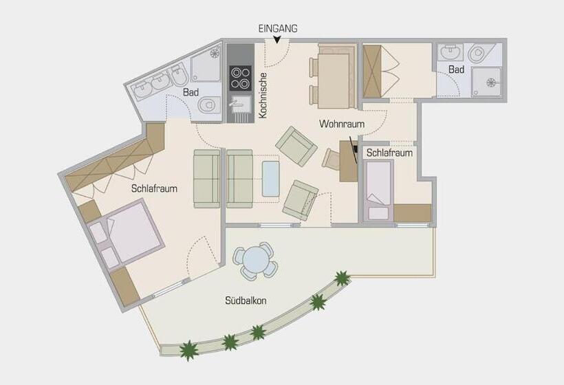 Апартаменты 2 Спальни, Residence Hirzer