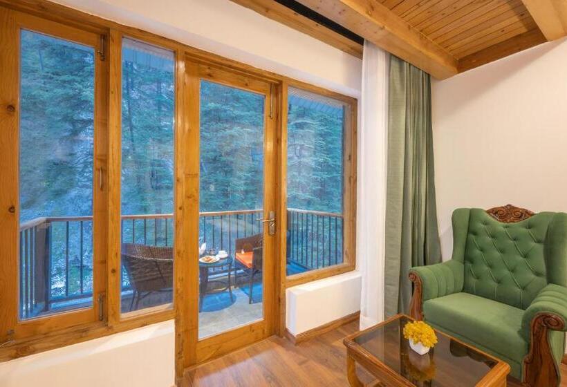 디럭스 룸 킹사이즈 침대, Bradhi   Echor Riverside Resort Jibhi